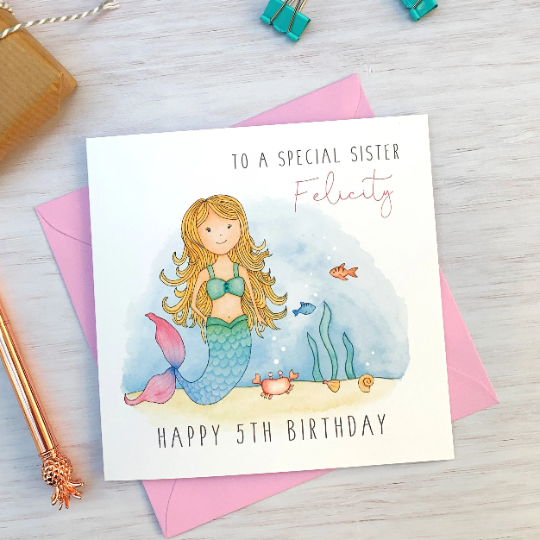 Personalised Mermaid Birthday Card